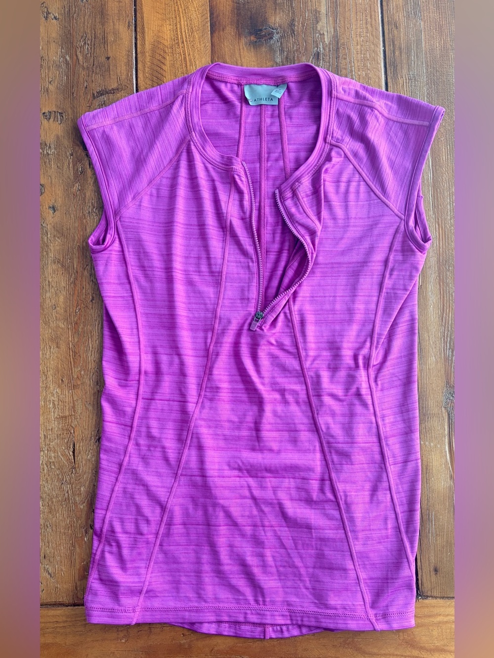 Athleta Magenta Zip-Front Sleeveless Rash Guard
